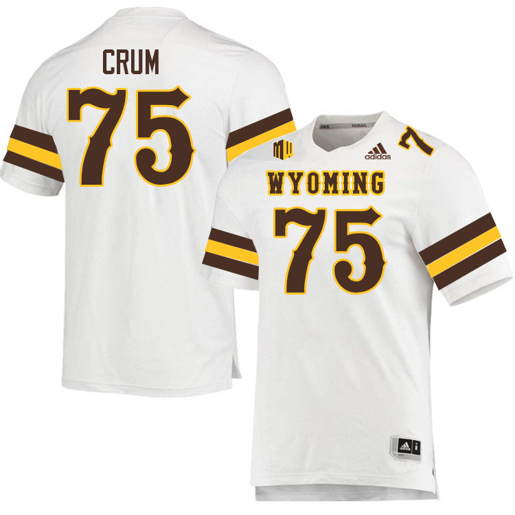 #75 Frank Crum Wyoming Cowboys Jersey College Football Uniforms,Gears,Jerseys-White